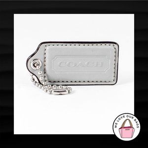 2.5" Large COACH GREY GRAY LEATHER KEY FOB BAG CHARM KEYCHAIN HANGTAG TAG